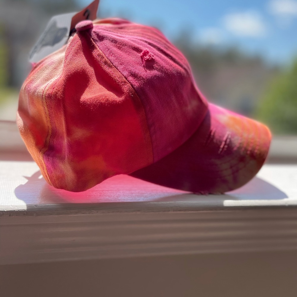 Tie dye distressed hat